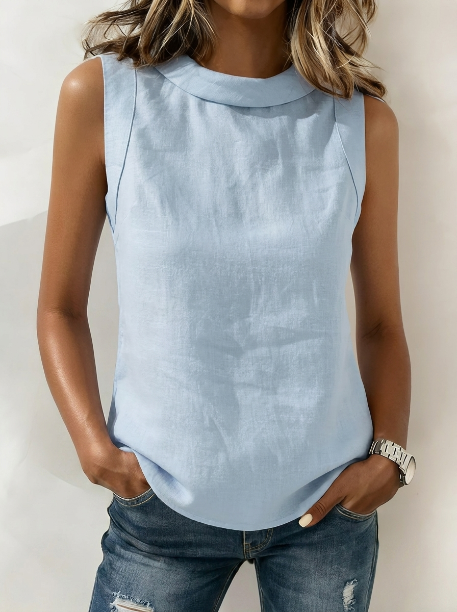 Annika | Cotton-Linen Sleeveless Blouse