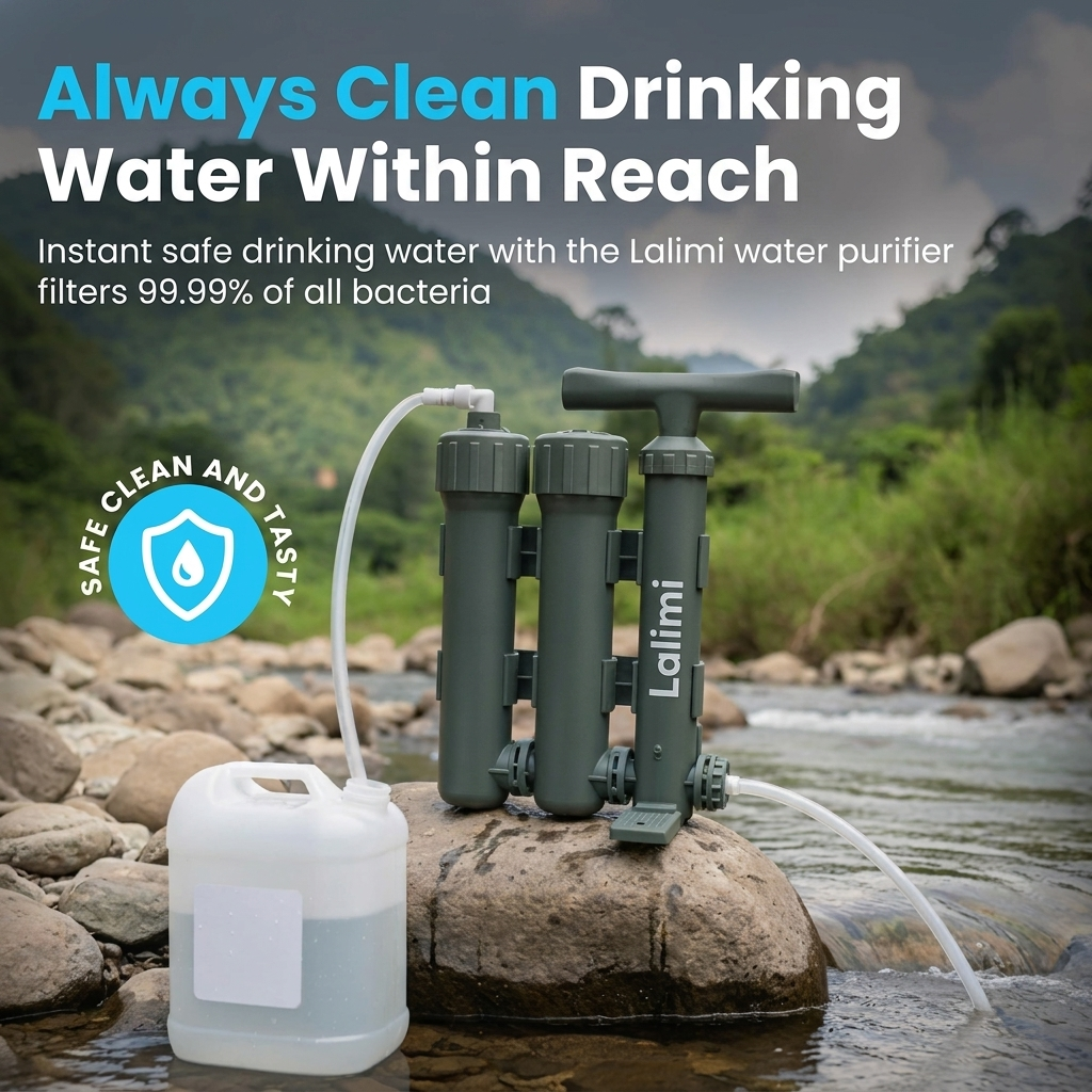 LALIMI Portable Water Purifier Pump | 0.01 Micron Filter, No Batteries