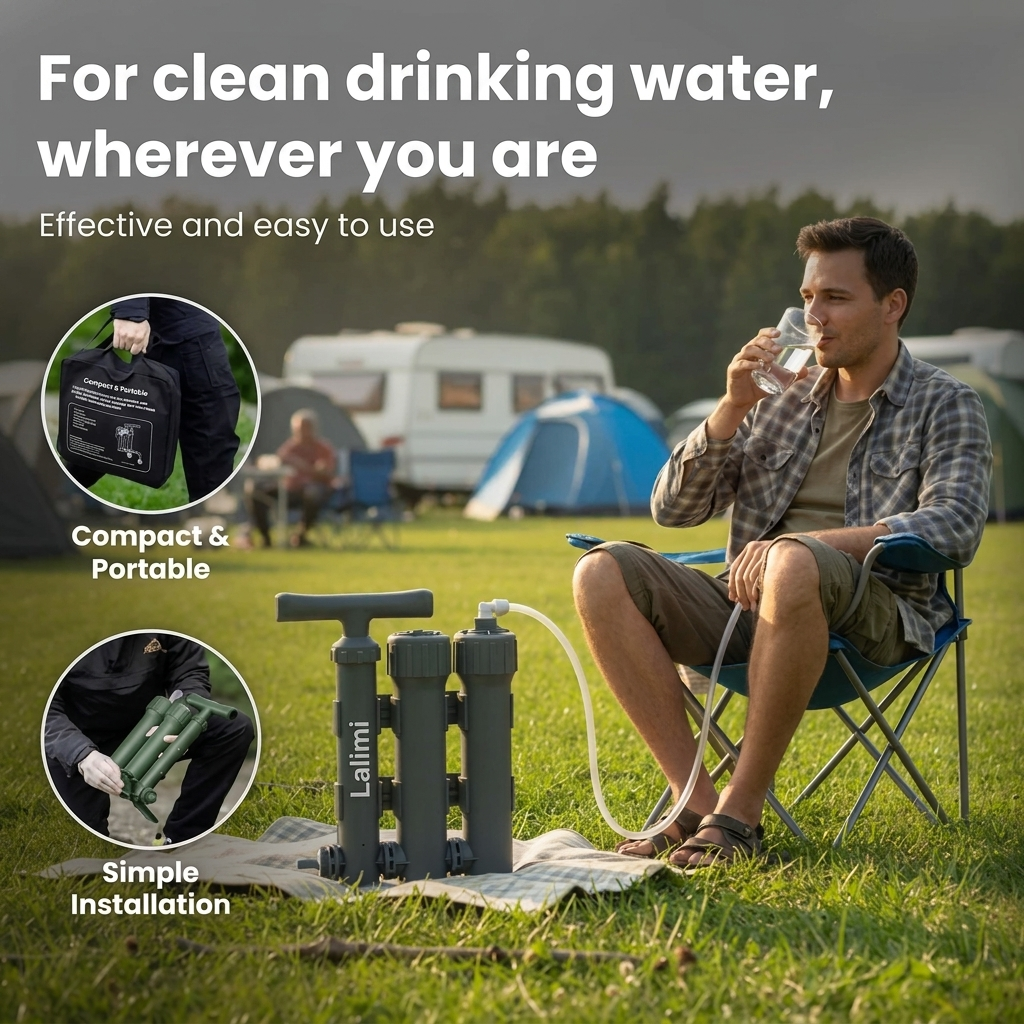 LALIMI Portable Water Purifier Pump | 0.01 Micron Filter, No Batteries