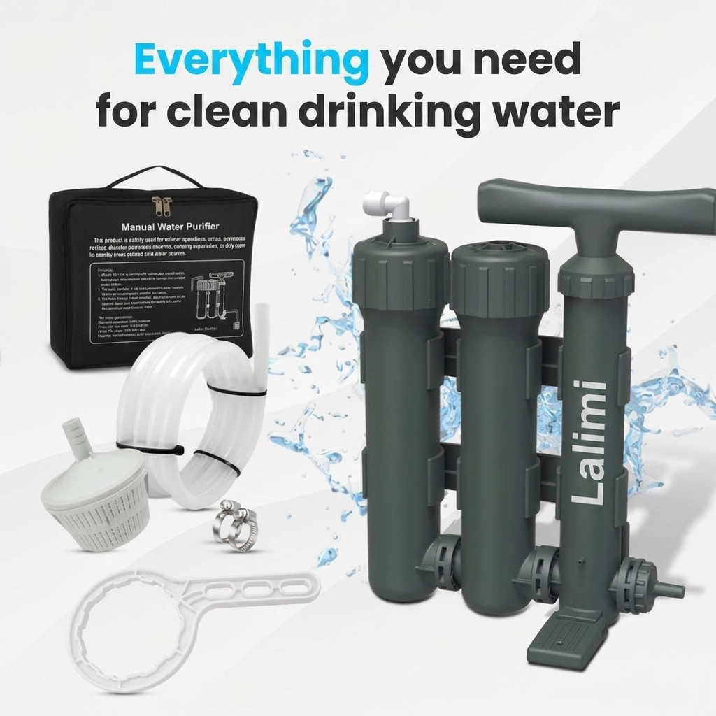 LALIMI Portable Water Purifier Pump | 0.01 Micron Filter, No Batteries