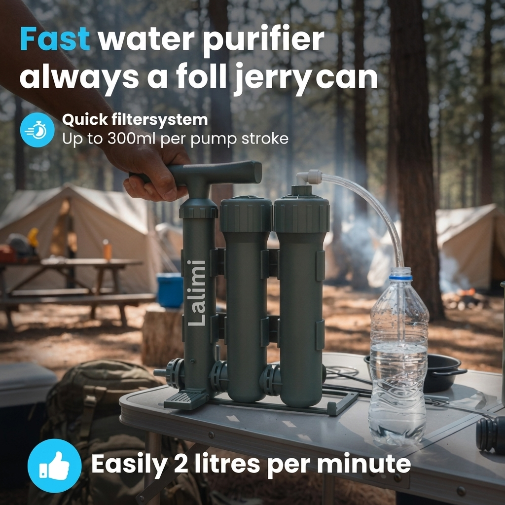 LALIMI Portable Water Purifier Pump | 0.01 Micron Filter, No Batteries